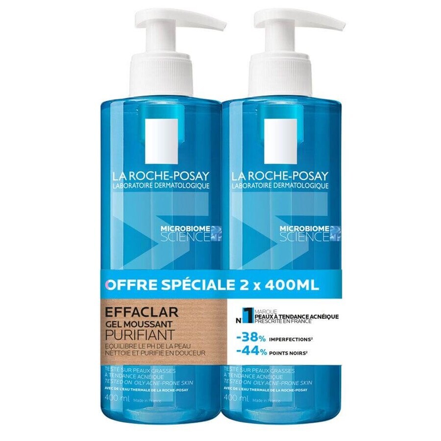 Comprar La Roche-Posay Effaclar Gel Limpiador Espumoso Rostro Pieles grasas con tendencia acneica 2x400ml La Roche-Posay Effaclar Gel Limpiador Espumoso Rostro Pieles grasas con tendencia acneica 2x400ml