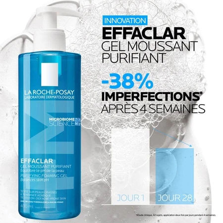 La Roche-Posay Effaclar Schuimende Reinigingsgel Gezicht Vette acnehuid 2x400ml