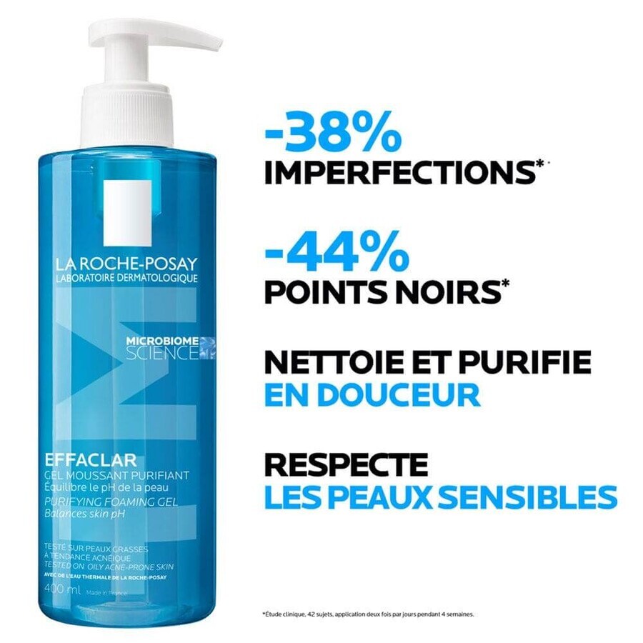 La Roche-Posay Effaclar Gel Limpiador Espumoso Rostro Pieles grasas con tendencia acneica 2x400ml
