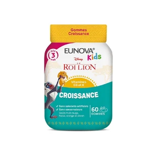 Eunova Kids Gommes Croissance Le Roi Lion Goûts Fruits Rouge, Fraise, Orange Et Citron 60 gummies