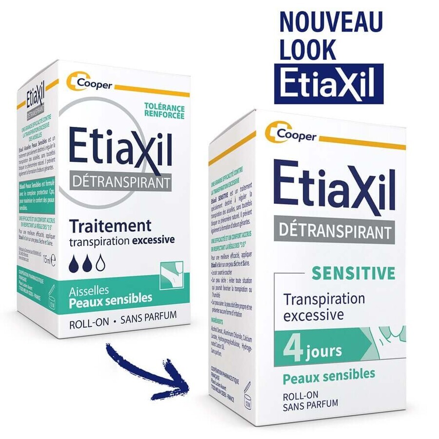 Etiaxil Detraspirant Tratamiento de la transpiración axilar excesiva con roll-on Piel Sensible 2x15ml