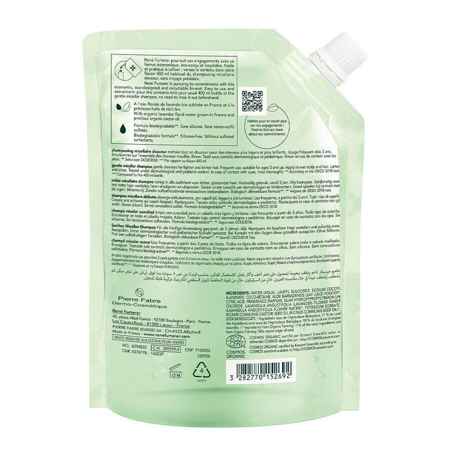 René Furterer Naturia Eco Refill Shampoo micellare biologico Delicatezza 400 ml