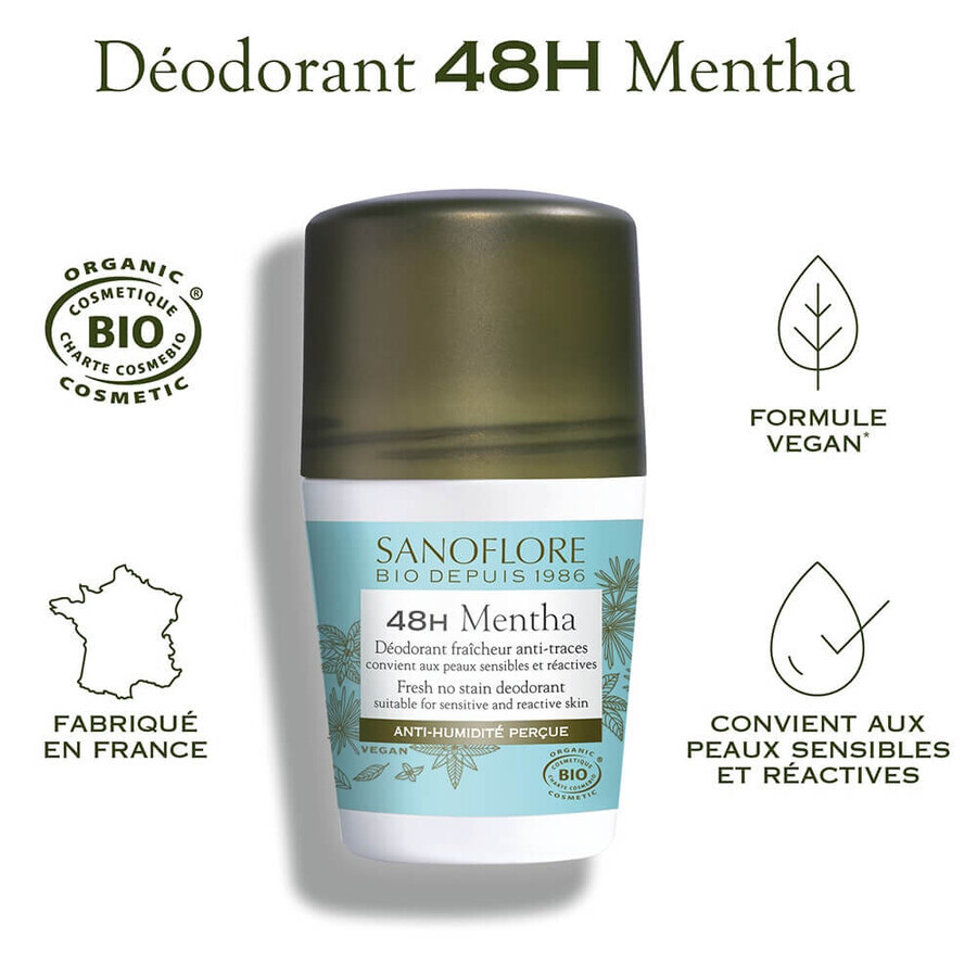 Sanoflore Deodorant 48h Biologische Mentha Deodorant voor Vrouwen en Mannen 2x50ml