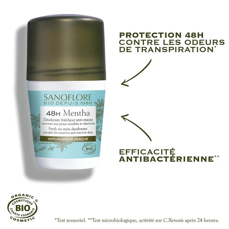Sanoflore Deodorants Déodorant Bio 48h Mentha femme et homme 2x50ml