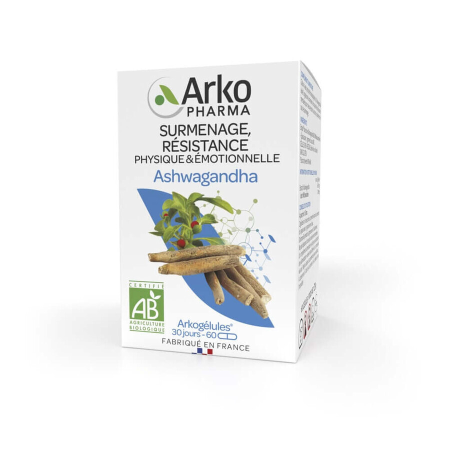 Arkopharma Arkogélules Ashwagandha Bio Surmenage, Résistance 60 gélules