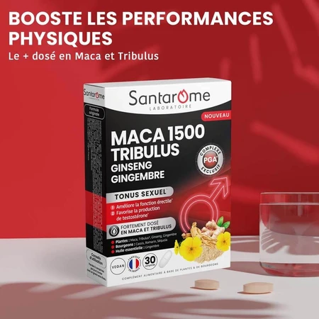 Santarome Maca 1500 Tribulus Ginseng Gingembre Tonus Sexuel 30 Comprimés