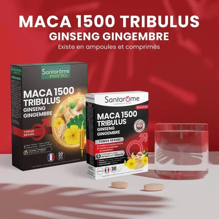 Santarome Maca 1500 Tribulus Ginseng Gingembre Tonus Sexuel 30 Comprimés