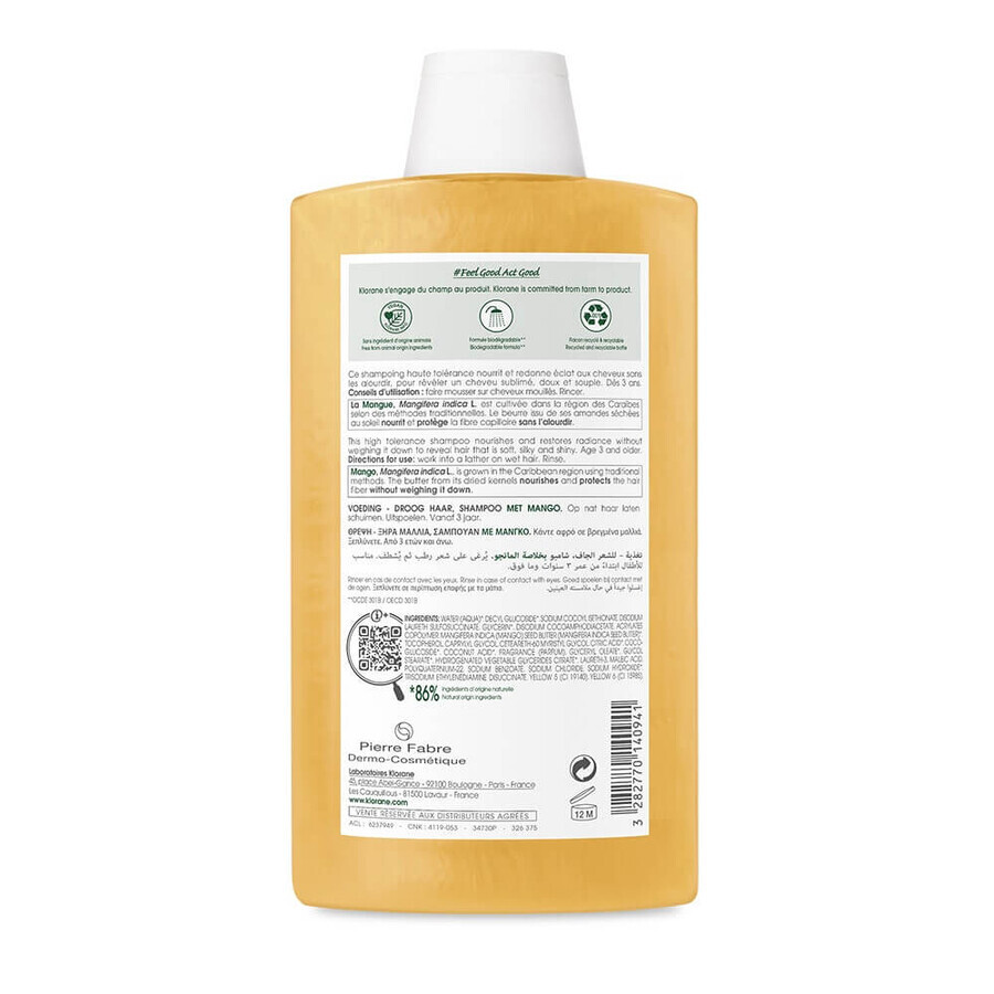 Klorane Mango Nourishing shampoo for dry hair 400ml Klorane Mango Nourishing shampoo for dry hair 400ml