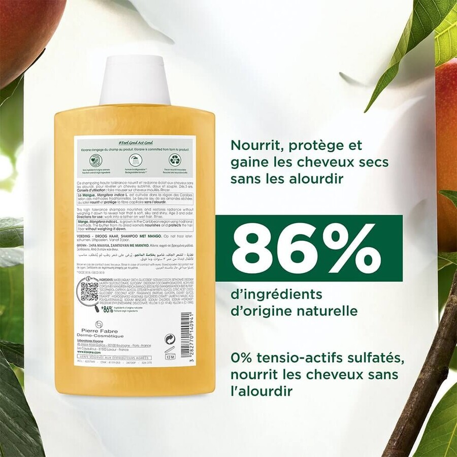 Klorane Mango Nourishing shampoo for dry hair 400ml Klorane Mango Nourishing shampoo for dry hair 400ml
