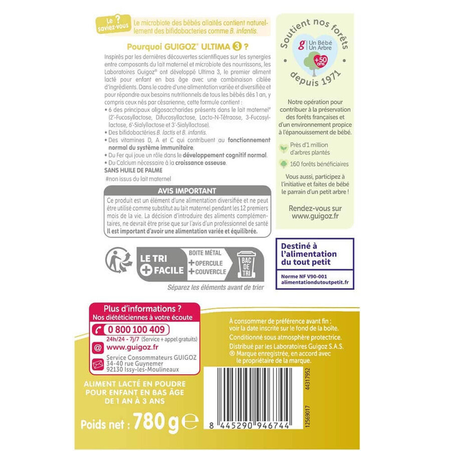 Guigoz Ultima Lait En Poudre 3 Dès 12 Mois 780g