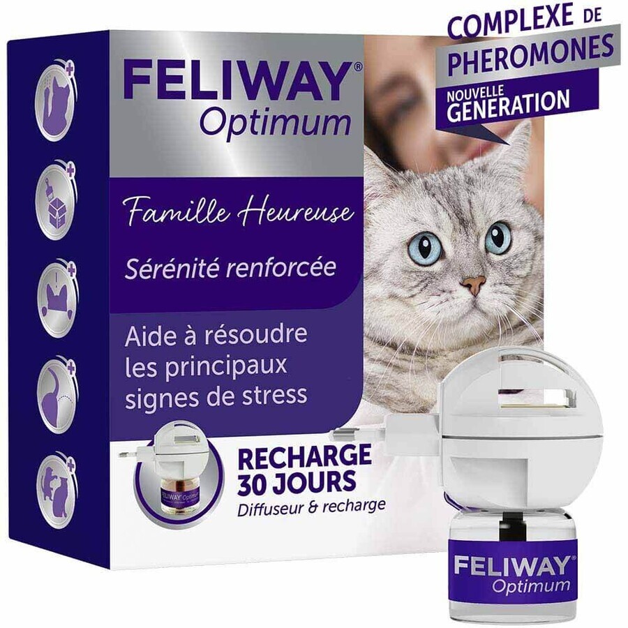 Feliway Optimum Serenity Renforcée Happy Family Kit Diffuser and Recharge + Recharge De 48ml