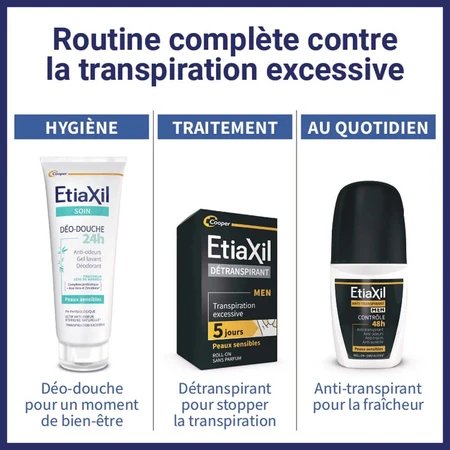 Etiaxil Aluminiumvrije Roll-on Deodorant voor Mannen 48h Peaux Sensibles 50ml