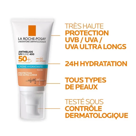 La Roche-Posay Crème solaire hydratante teintée avec parfum Très haute protection SPF 50+ 50ml