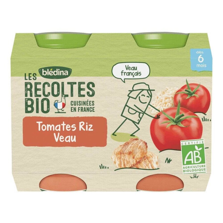 Blédina Omogenizat în borcane Les Recoltes Bio Sugari de la 6 luni 2x200g