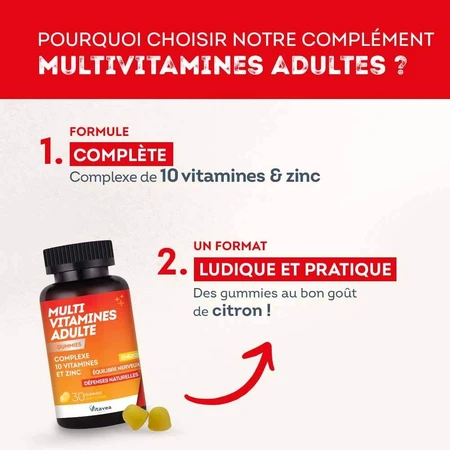 Vitavea Santé Mutivitamine Adults Energie et Equilibre nerveux 30 gommine