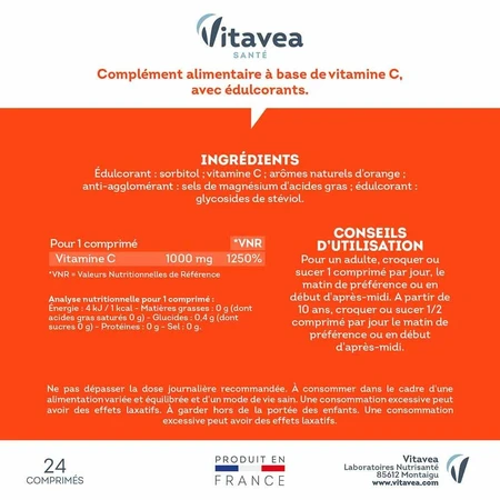 Vitavea Santé Vitamine C 1000 mg Dagelijkse energie 60 tabletten