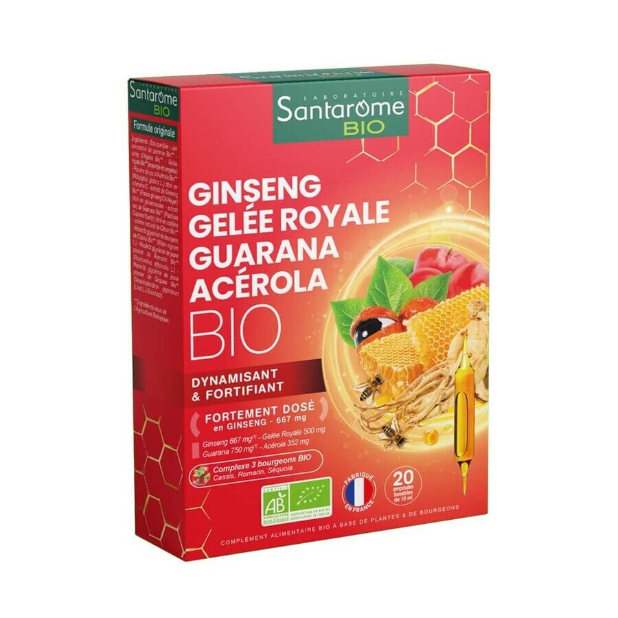 Santarome Ginseng Royale Guaranà Acerola 20 Fiale Biologiche Vitalité 20 ampoules