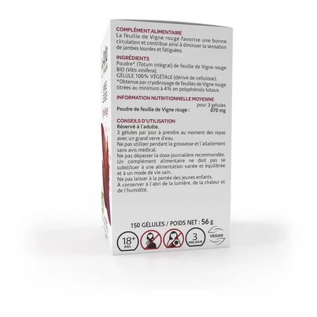 Arkopharma Arkogélules Vigne Rouge Bio Jambes Légères 150 gélules