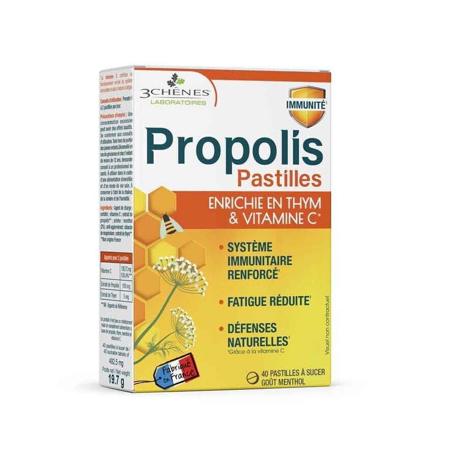 3 Chênes Propolis Pastilles Adoucissantes x40