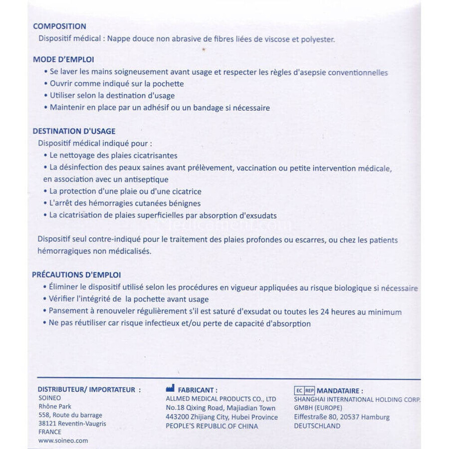 Soineo Sterile 4-layer nonwoven tablets 7.5x7.5 cm x50 bags of 2