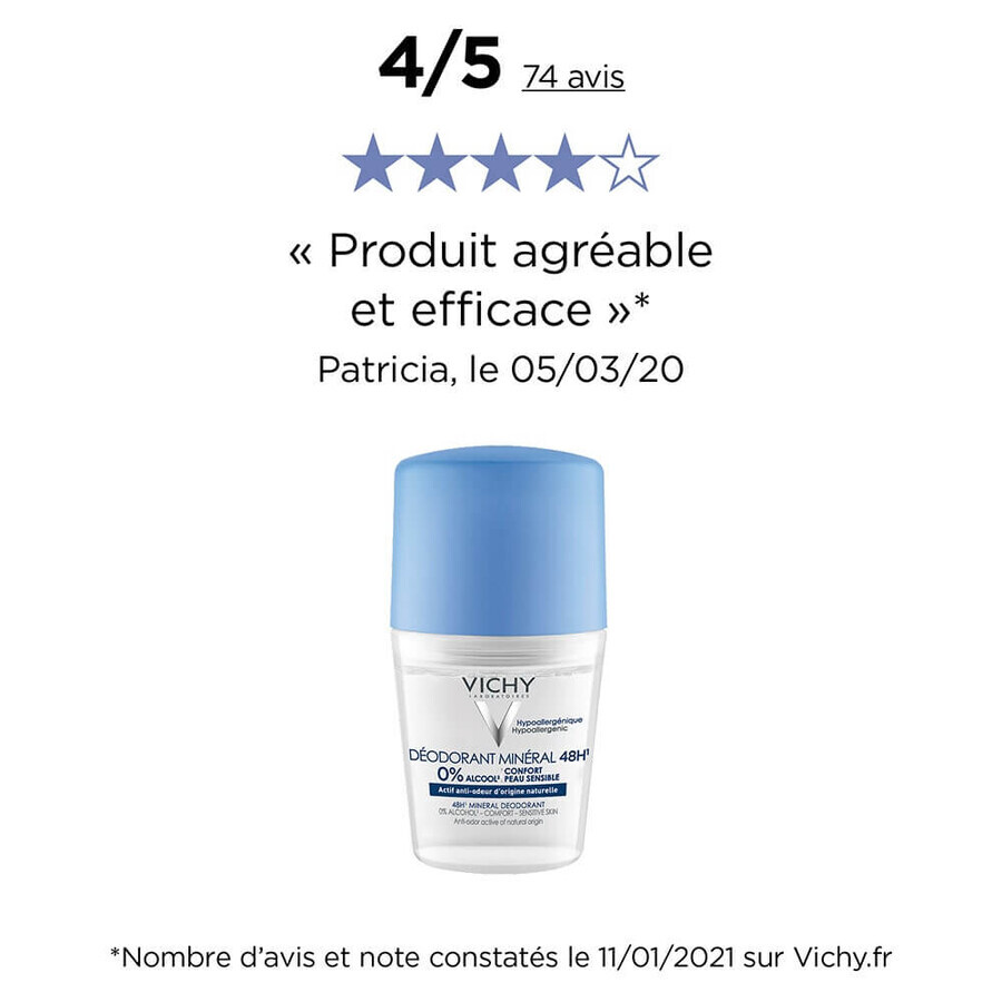 Vichy Desodorante Minéral 48h Roll-on Piel Sensible o Depilada 2x50ml Vichy Desodorante Minéral 48h Roll-on Piel Sensible o Depilada 2x50ml
