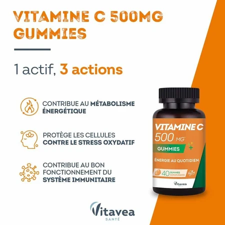 Vitavea Santé Vitamine C 500 mg Dagelijkse energie 40 gummies
