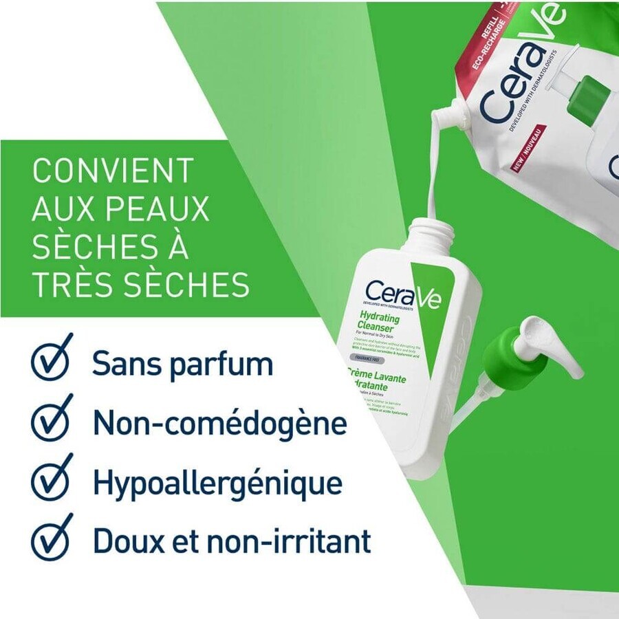 Cerave Body Cleanser Eco Recharge Crème Lavante Hydratante Visage Et Corps Peaux Normales A Sèches 473ml