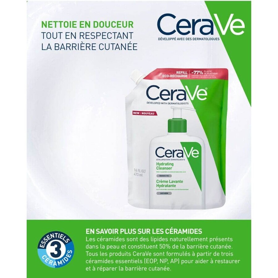 Cerave Body Cleanser Eco Recharge Crème Lavante Hydratante Visage Et Corps Peaux Normales A Sèches 473ml