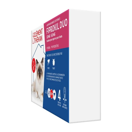 Clement-Thekan Fiprokil Duo repelente de pulgas y garrapatas para gatos de 1-6 kg 0,5 ml x 4 pipetas