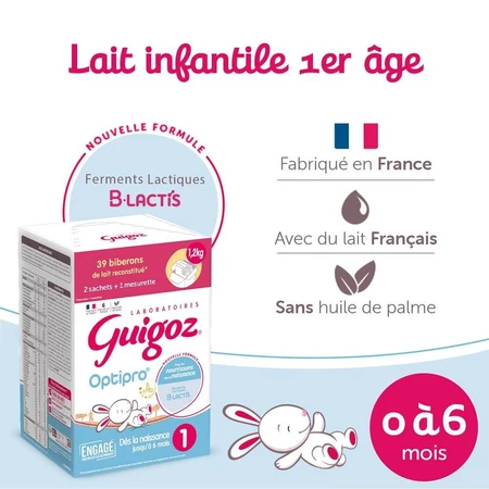 Guigoz Optipro Lait En Poudre 1 Dès La Naissance Jusqu'à 6 Mois 2x600g