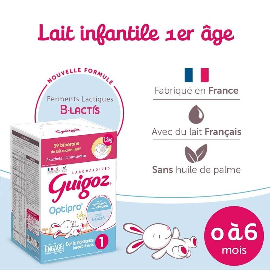 Guigoz Optipro Leche en Polvo 1 desde el nacimiento hasta los 6 meses 2x600g Guigoz Optipro Leche en Polvo 1 desde el nacimiento hasta los 6 meses 2x600g