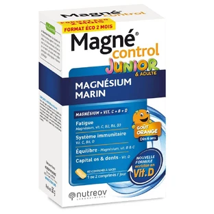 Nutreov Magnécontrol Magnesio Marino para Jóvenes y Adultos Goût orange 60 comprimidos