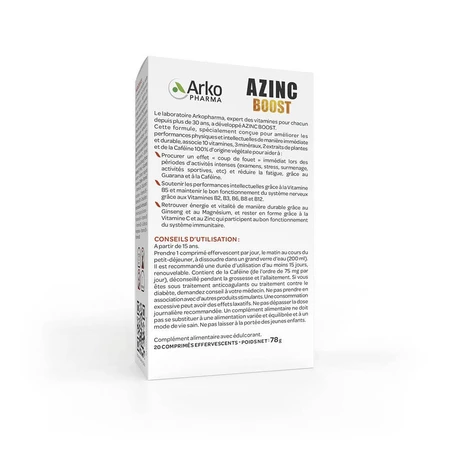 Arkopharma Azinc Energy Boost Effervescent 20 Tablets