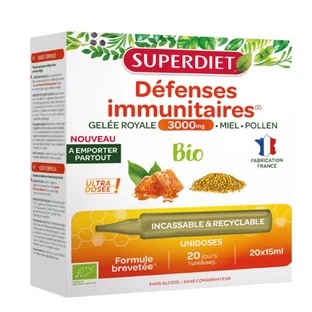 Superdiet Royal Jelly 3000mg Organic Immune Defence 20 15 ml monodoses