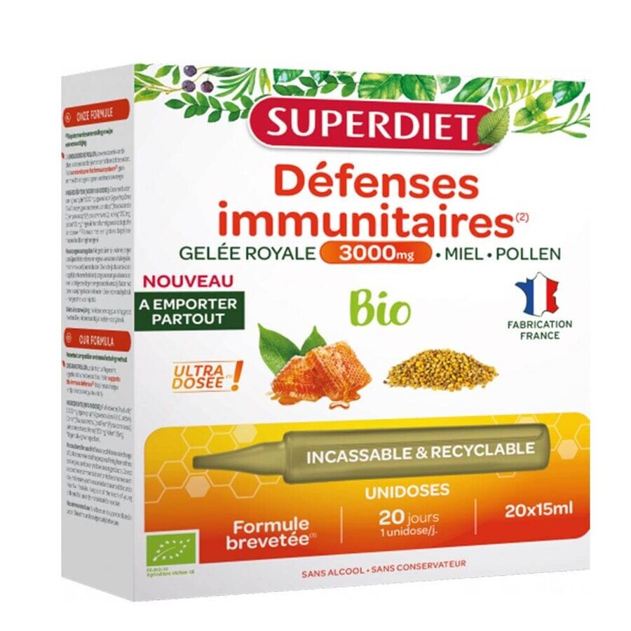 Superdiet Gelée Royale 3000mg Bio-Immunschutz 20 15 ml Monodosen