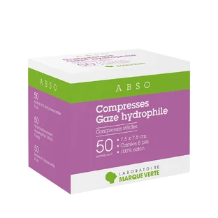 Marque Verte Abso hydrofiele gaastabletten 7,5x7,5 cm x50 zakjes van 2