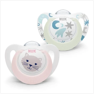 Nuk Chupetes Fisiológicos Starlight 0-6 meses 2pcs