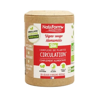 Nat&Form Circulation - Red Vine/Hamamelis Organic 120 Vegetarian Capsules
