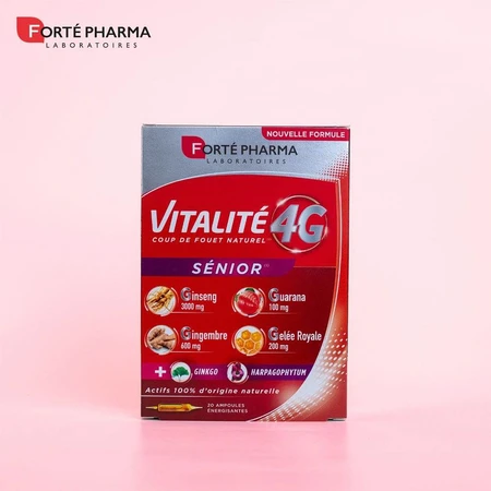 Forté Pharma Vitalité 4G Dynamisant Naturel Sénior au Ginseng Gingembre et Ginkgo 20 ampoules