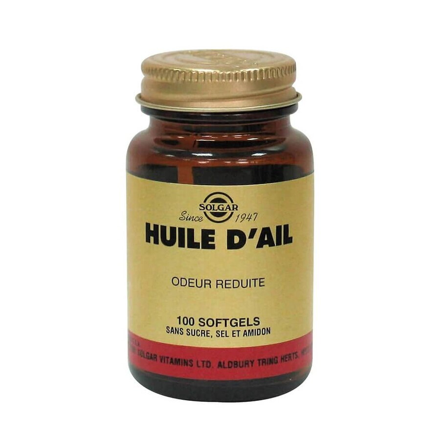 Solgar Garlic Oil 100 Capsules Cardiovasculaire Défenses immunitaire 100 softgels