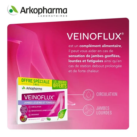 Arkopharma Veinoflux Light and Tonic Legs 60 Capsules