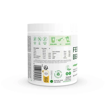 Purasana Collagène Complexe Feel Beautiful Poudre Beauté Vegan Saveur Myrtille 240g