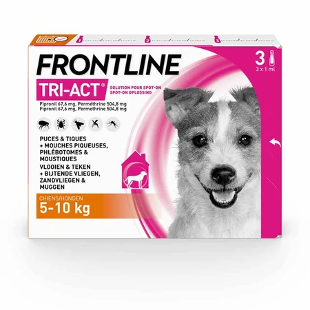 Frontline Tri-act Spot-on Dog 5-10 kg 3 pipettes 1 ml