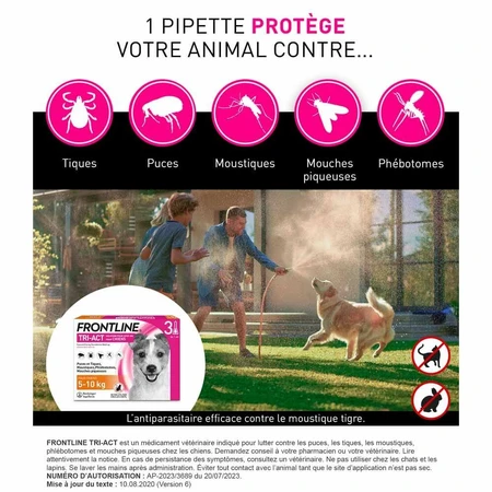 Frontline Tri-act Spot-on Dog 5-10 kg 3 pipettes 1 ml