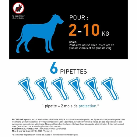Frontline Spot-on Hond 2-10kg 6 pipetten 0,67 ml