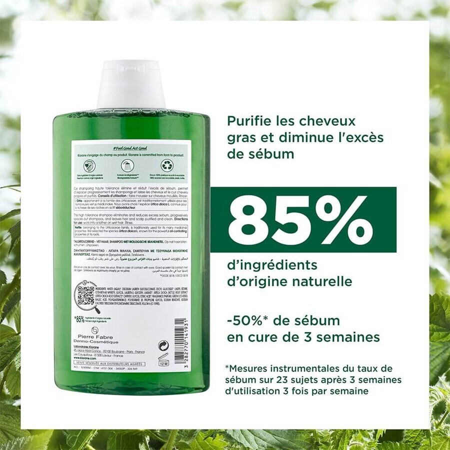 Klorane Brennnessel Seboregulierendes Shampoo Fettiges Haar 400 ml Klorane Brennnessel Seboregulierendes Shampoo Fettiges Haar 400 ml