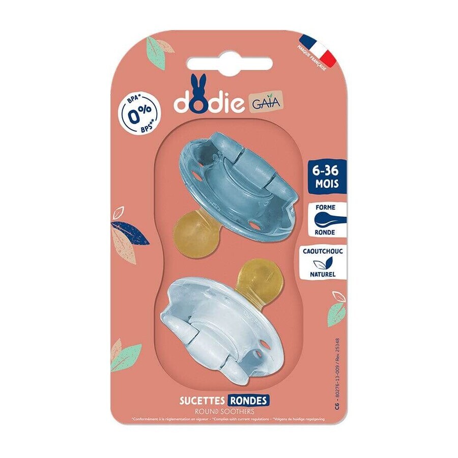 Dodie Gaia Runder Schnuller 6 bis 36 Monate x2
