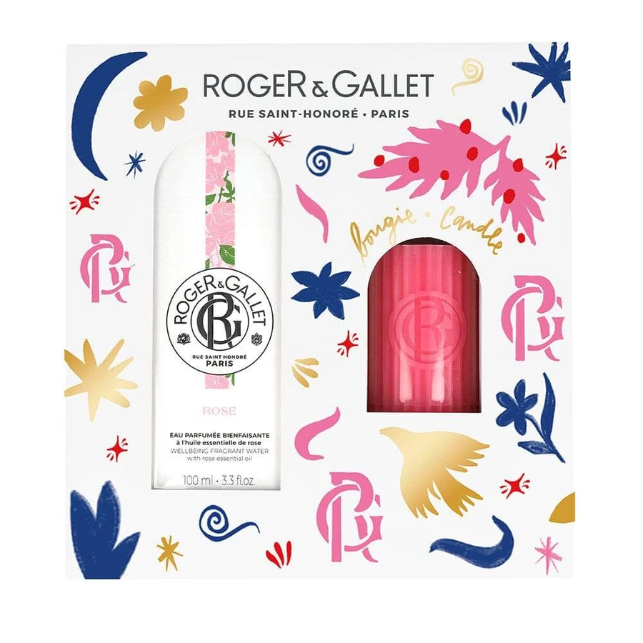 Roger & Gallet Rose Eau Bienfaisante 100ml + Caja de regalo de velas perfumadas
