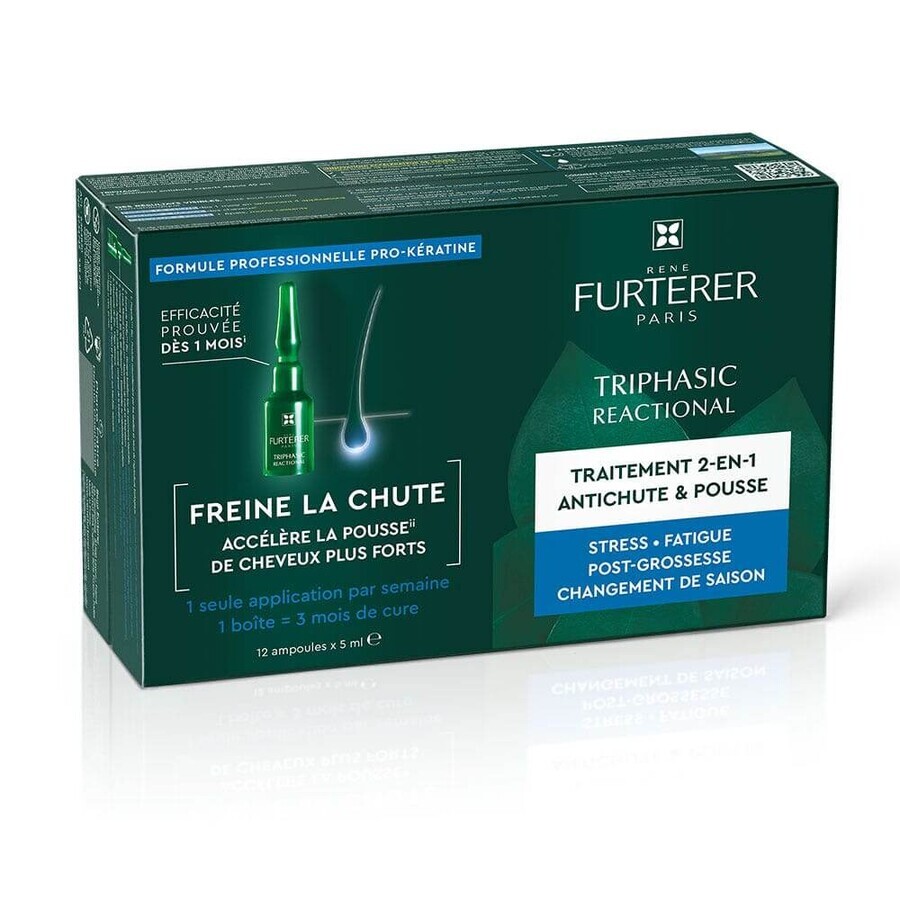 René Furterer Triphasic Reactional 2-in-1 Hair and Growth Treatment 12x5ml ampoules