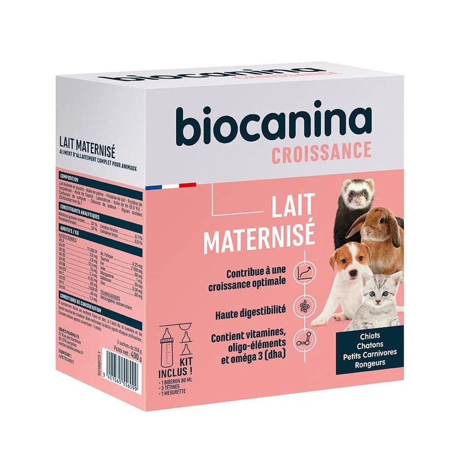 Biocanina Lait Maternisé Chiots, Chatons, Petits Carnivores, Rongeurs 400g